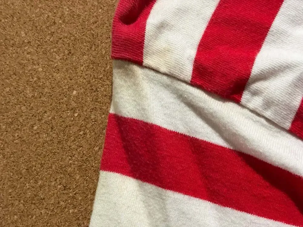Vintage 90s Guess Jeans Striped Embroidered Tee Candy Cane USA Made - Picture 3 of 9
